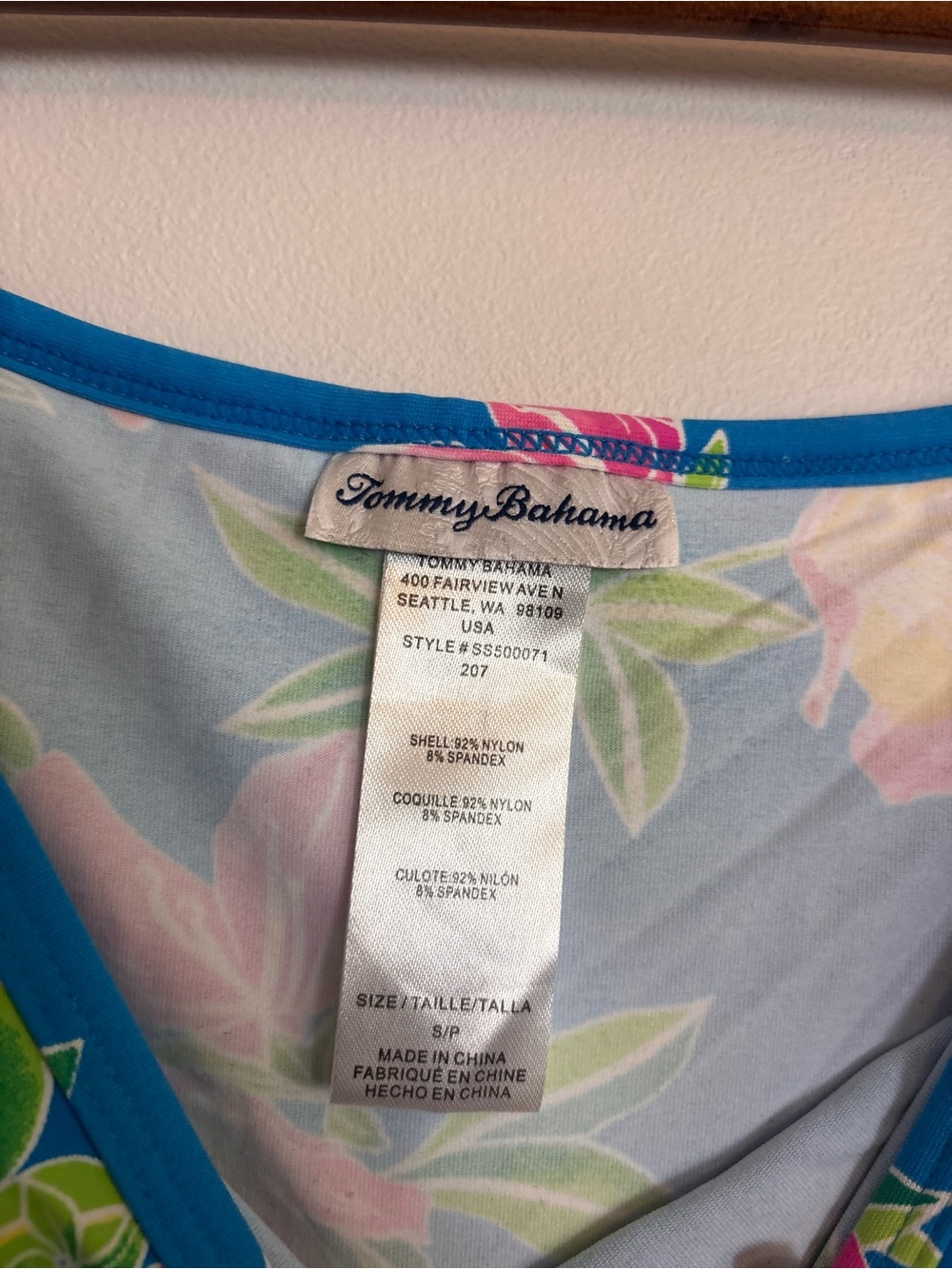 Tommy Bahama Blue Pink Tropical Floral Off The Shoulder Beach Dress - Picture 6 of 7